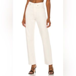Agolde (Revolve) - 90’s pinch waist / high rise straight jeans - White